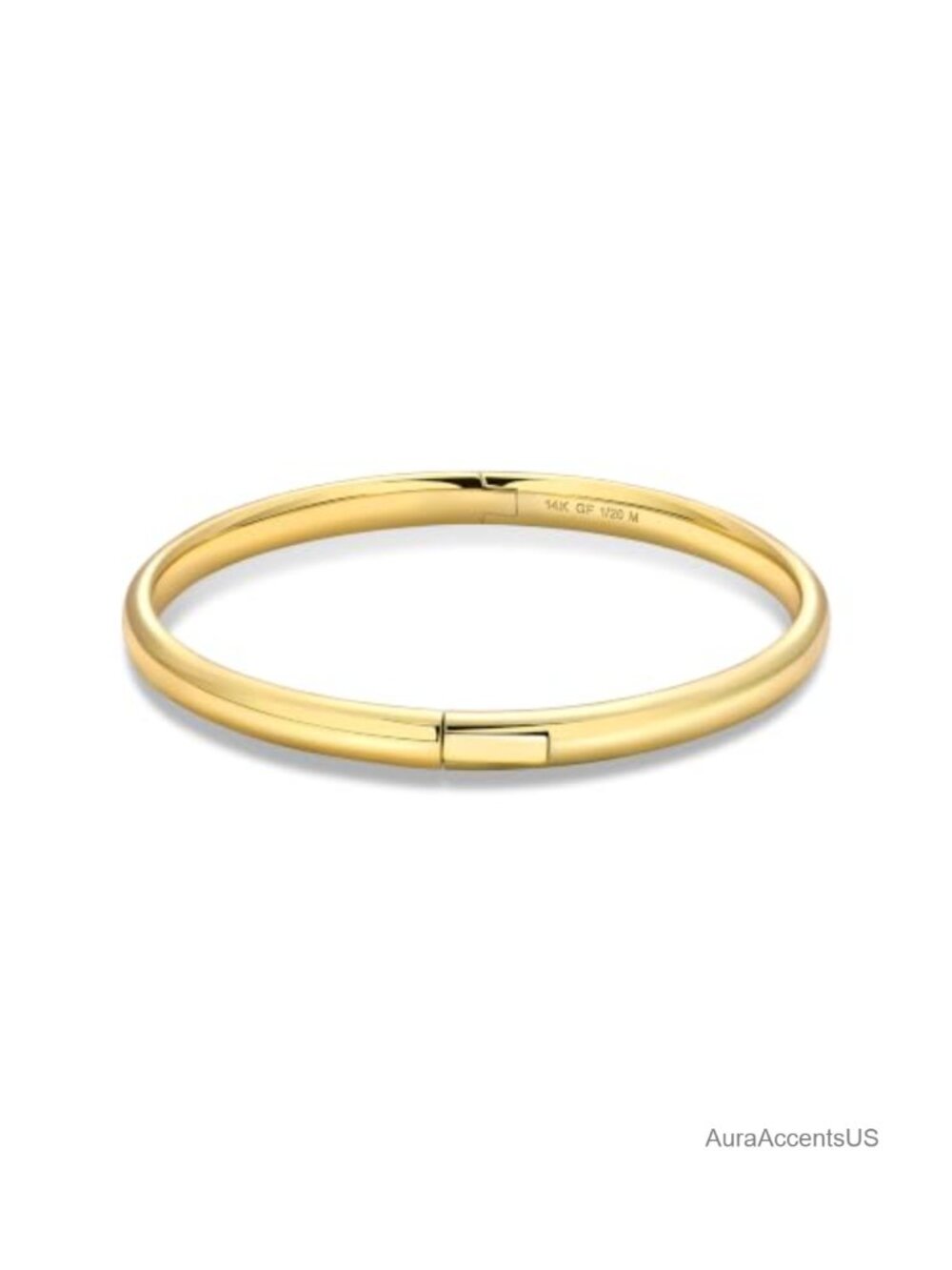14k Gold Filled Oval Bangle Bracelet Snap Clasp Minimalist